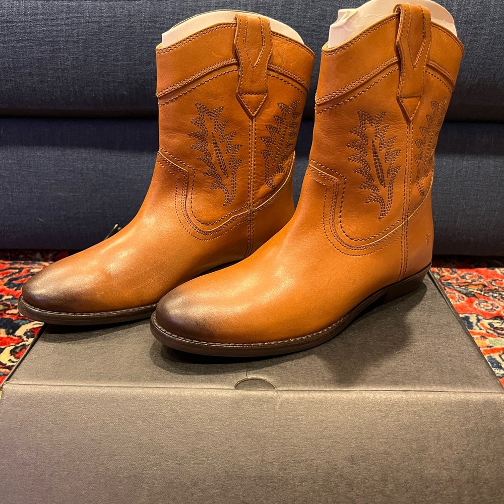 Frye Tan Leather Ankle Booties